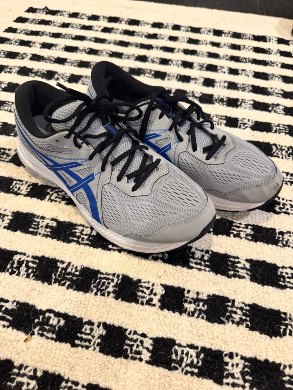 ASICS Gray and Blue Athletic Running Sneakers